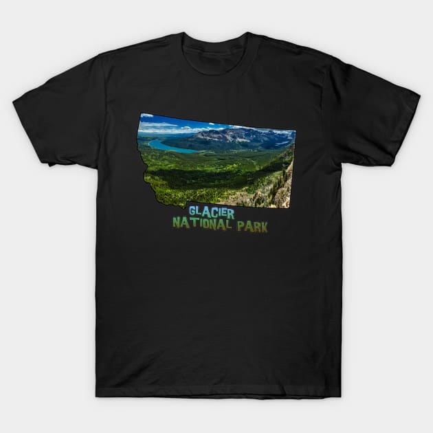 Montana State Outline (Glacier National Park) T-Shirt by gorff